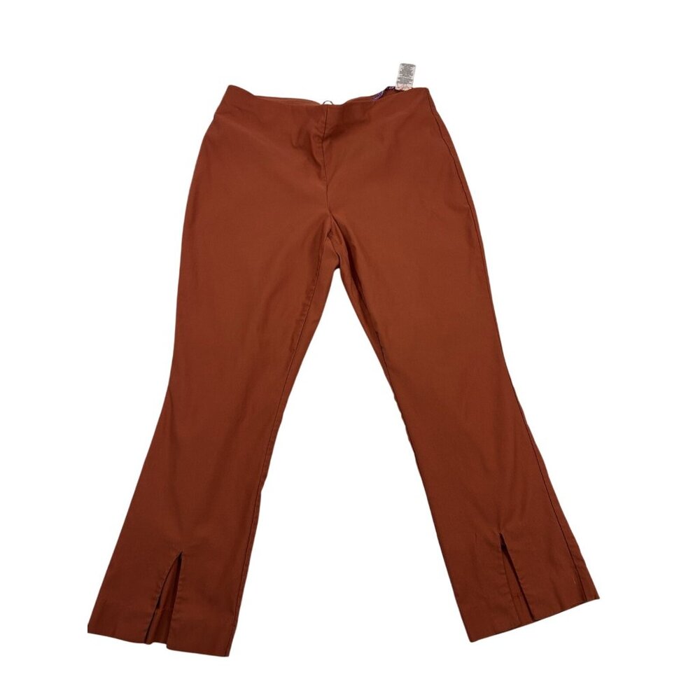 Nanette Lepore Women's Orange Pull On Slit Cuff Cropped Pants Size Large Rayon - Picture 8 of 9